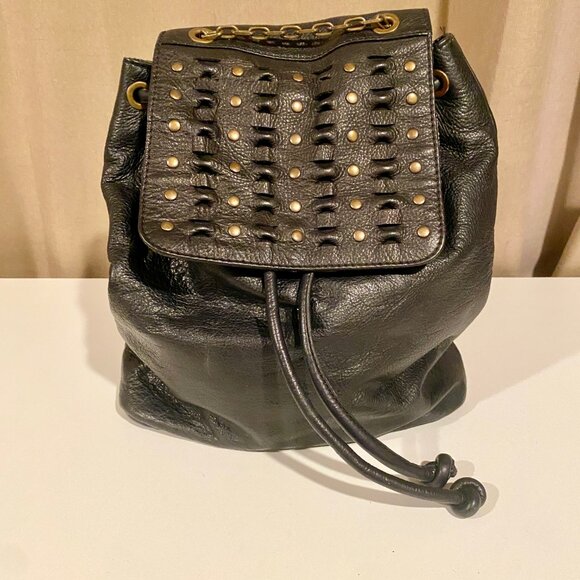 Frye Black Leather Backpack with Gold Accents main image 5
